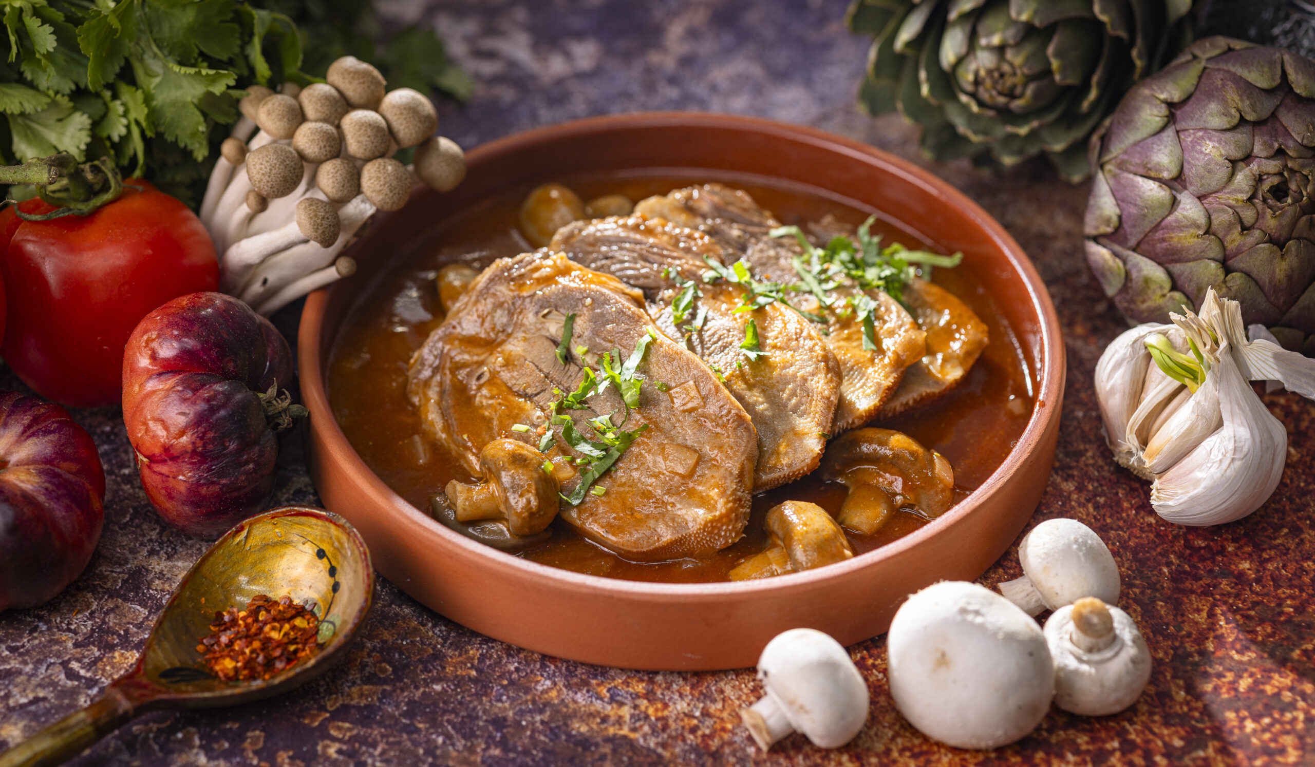 לשון בקר ברוטב פטריות